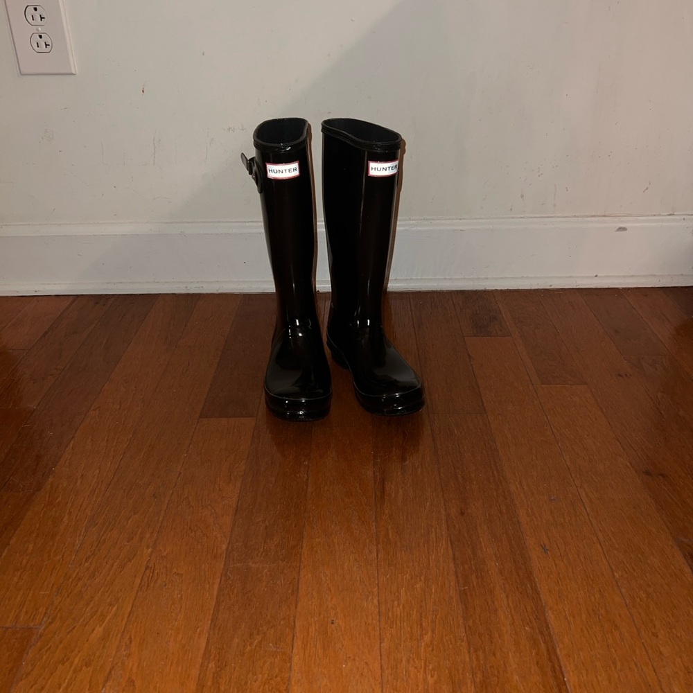 Hunter Glossy Black Tall Boots